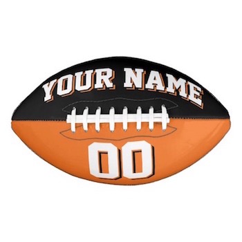 Two Color Black And Orange Customisable American Football - Personalize with your name and number