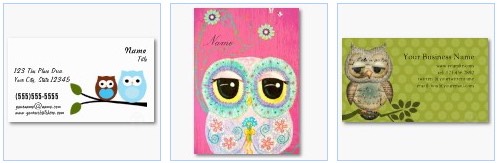 blue owl brown owl floral business card