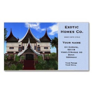 Minangkabau style home Sumatra Indonesia on a business card