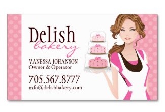 Pretty Pink and Brown Cake Artisan Bakery Business Card, for bakers, delicatessens and confectionary makers and sales