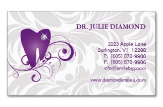 Dental Business Card or appointment card with a cute gem-studded molar tooth or your business logo. Great for any dentist or oral hygiene practitioner.