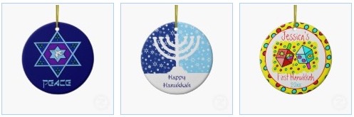 Hanukkah peace and Menorah decorative ornaments