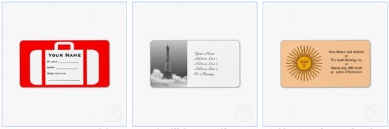 Sheets of Avery labels as luggage tag,  eiffel tower name and address labels and sunshine stickers