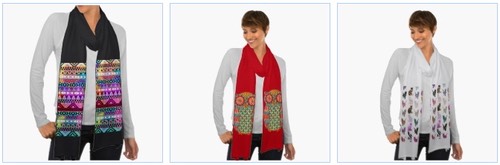 tribal aztec pattern scarf, cool owl and cute cats scarves