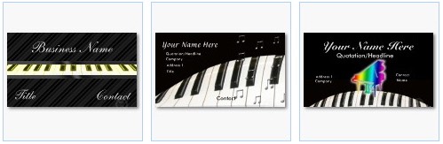 piano keyboard business cards music theme