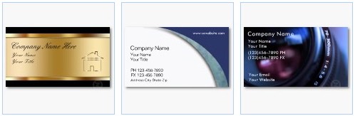 real estate, accountant and photography business cards