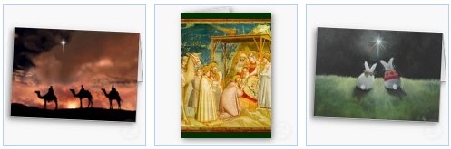 three wise men and religious christian christmas cards, gospel message