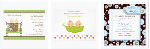 Cute baby twins peeking over the crib twins baby shower invitations, twins in a pea pod and double the joy baby boys twins baby shower invites