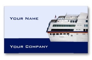A cruise ship theme on a travel agent business card with more cards for travel agents, tour operators, inflight and cruise service providers, and beach holiday tour operators