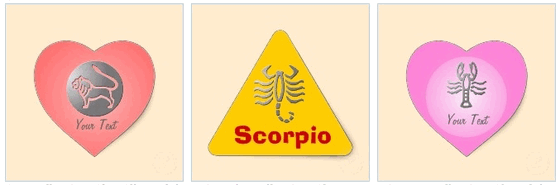 pink heart, warning triangle, stickers, labels, zodiac, star sign, birthday, scorpio sticker, leo sticker, cancer
